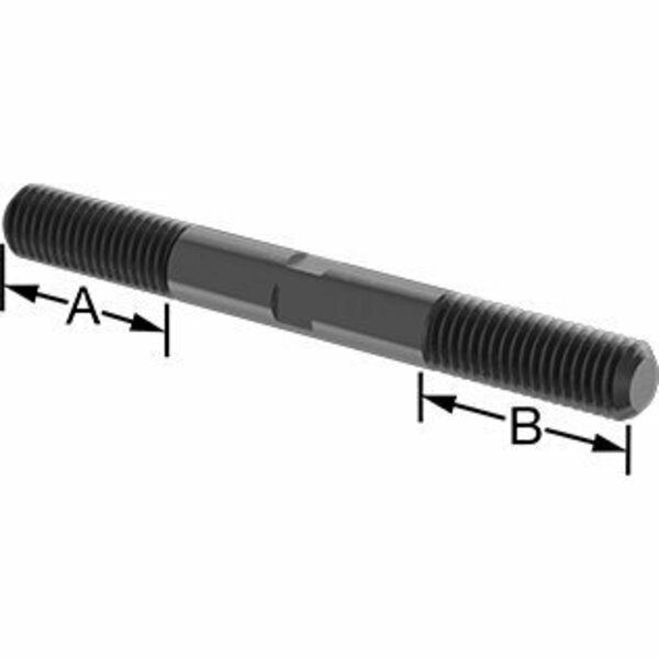 Bsc Preferred Black-Oxide Steel Threaded on Both Ends Stud 5/8-11 Thread Size 6 Long 1-3/4 Long Threads 90281A818